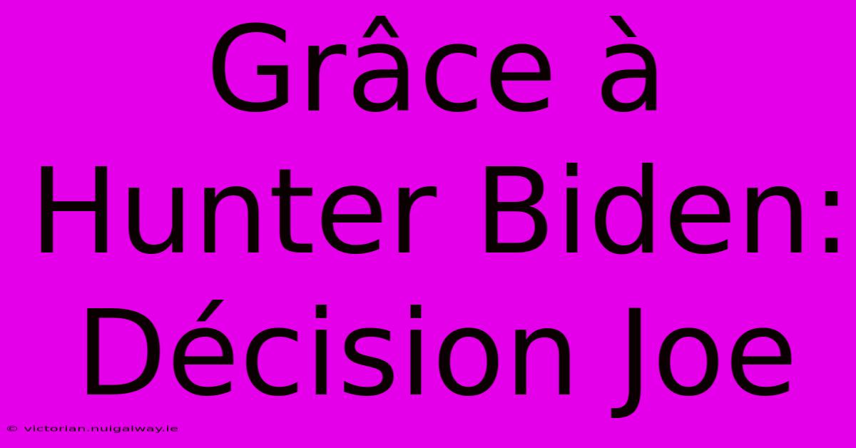 Grâce À Hunter Biden: Décision Joe