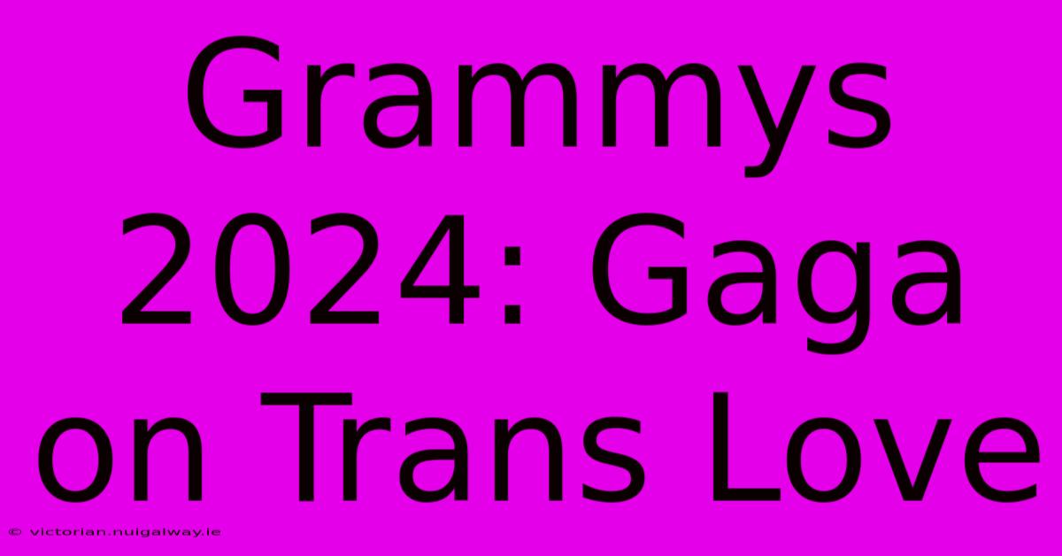 Grammys 2024: Gaga On Trans Love