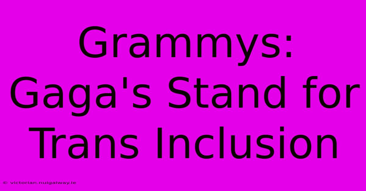 Grammys: Gaga's Stand For Trans Inclusion