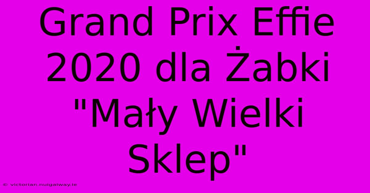 Grand Prix Effie 2020 Dla Żabki 