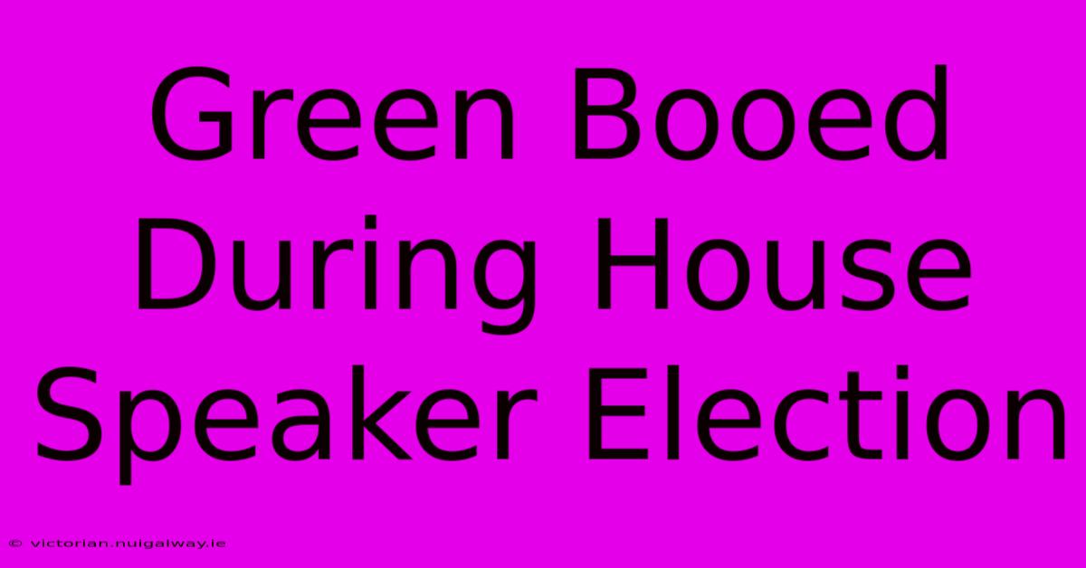 Green Booed During House Speaker Election