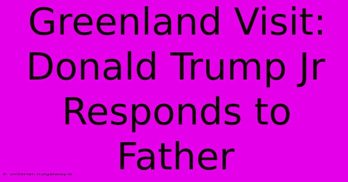 Greenland Visit: Donald Trump Jr Responds To Father