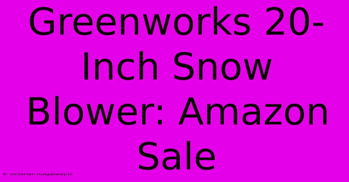 Greenworks 20-Inch Snow Blower: Amazon Sale