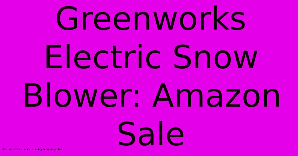 Greenworks Electric Snow Blower: Amazon Sale