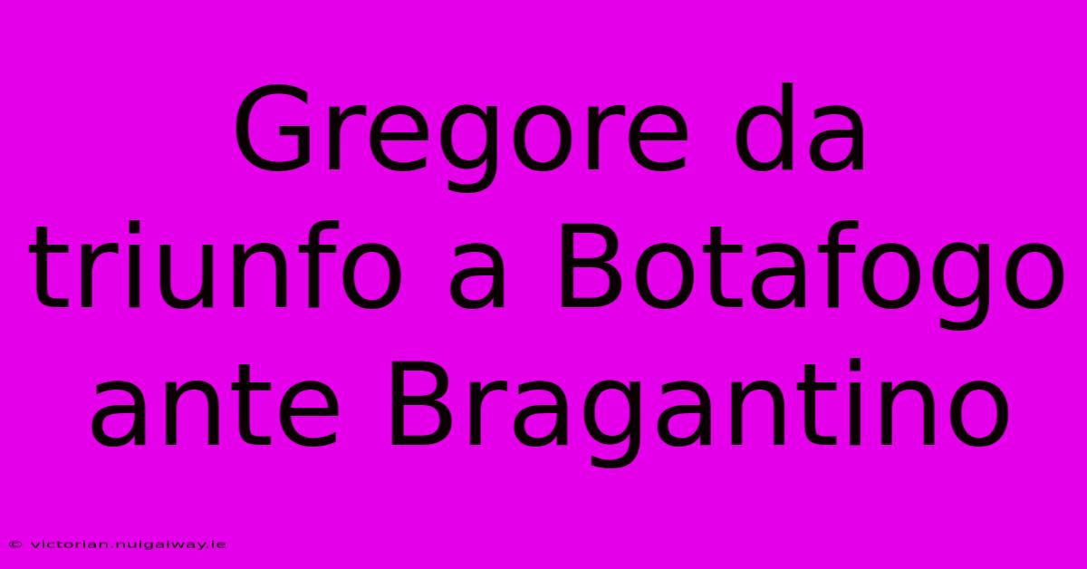 Gregore Da Triunfo A Botafogo Ante Bragantino