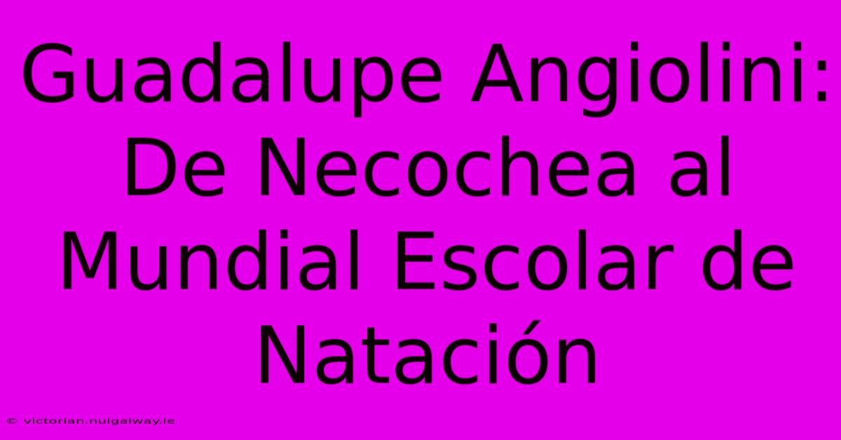 Guadalupe Angiolini: De Necochea Al Mundial Escolar De Natación