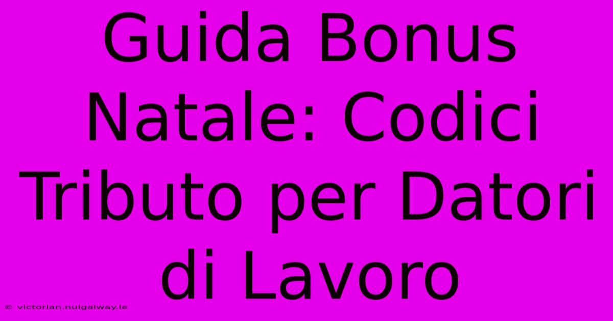 Guida Bonus Natale: Codici Tributo Per Datori Di Lavoro