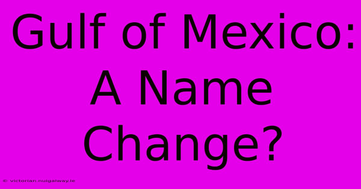 Gulf Of Mexico: A Name Change?