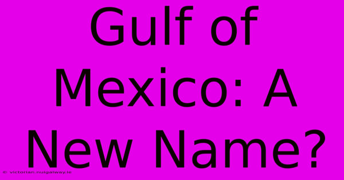 Gulf Of Mexico: A New Name?