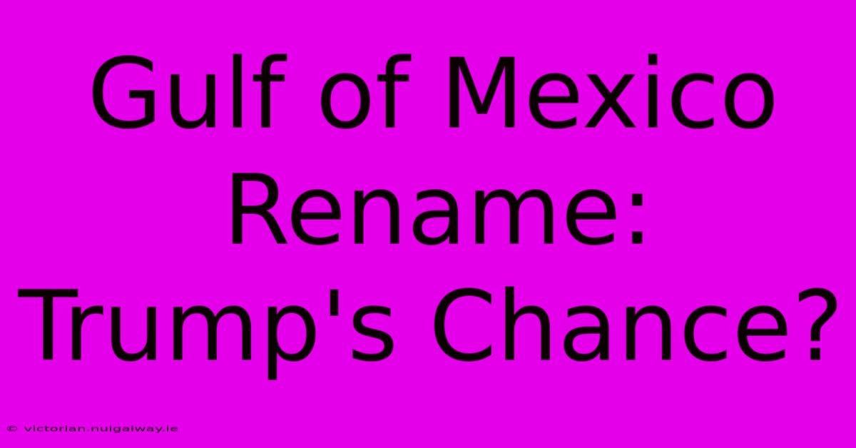 Gulf Of Mexico Rename: Trump's Chance?