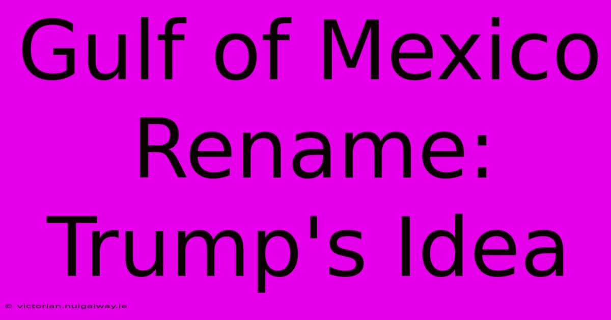 Gulf Of Mexico Rename: Trump's Idea