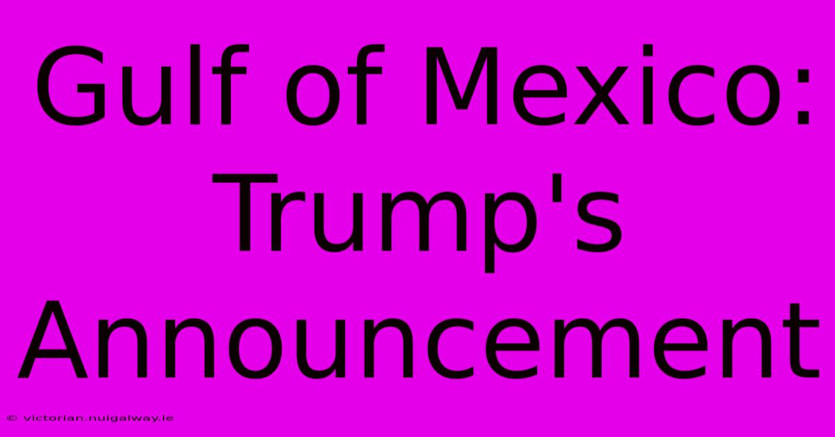 Gulf Of Mexico: Trump's Announcement