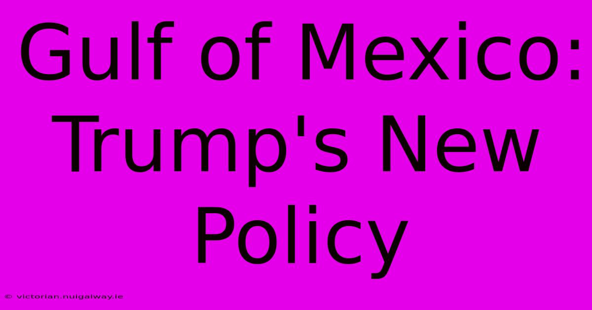 Gulf Of Mexico: Trump's New Policy