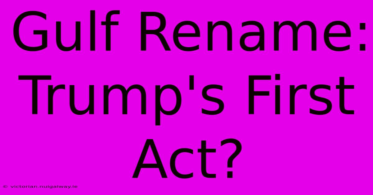 Gulf Rename: Trump's First Act?