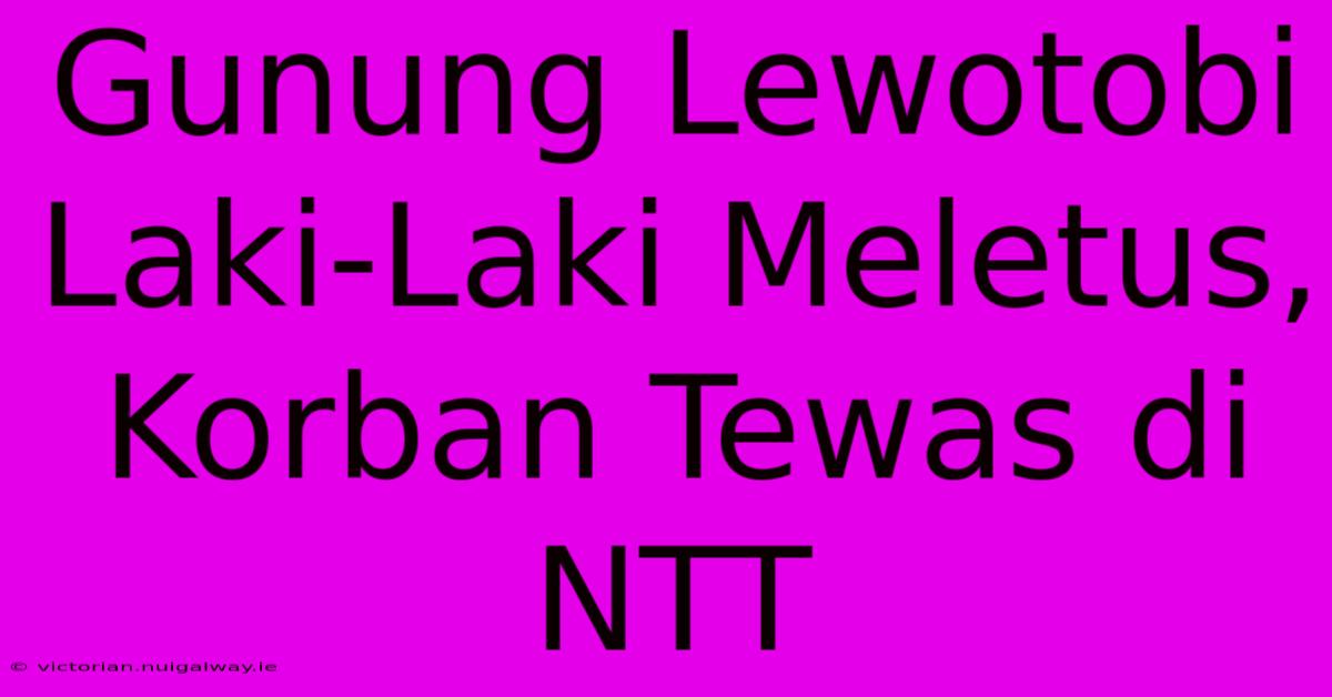 Gunung Lewotobi Laki-Laki Meletus, Korban Tewas Di NTT