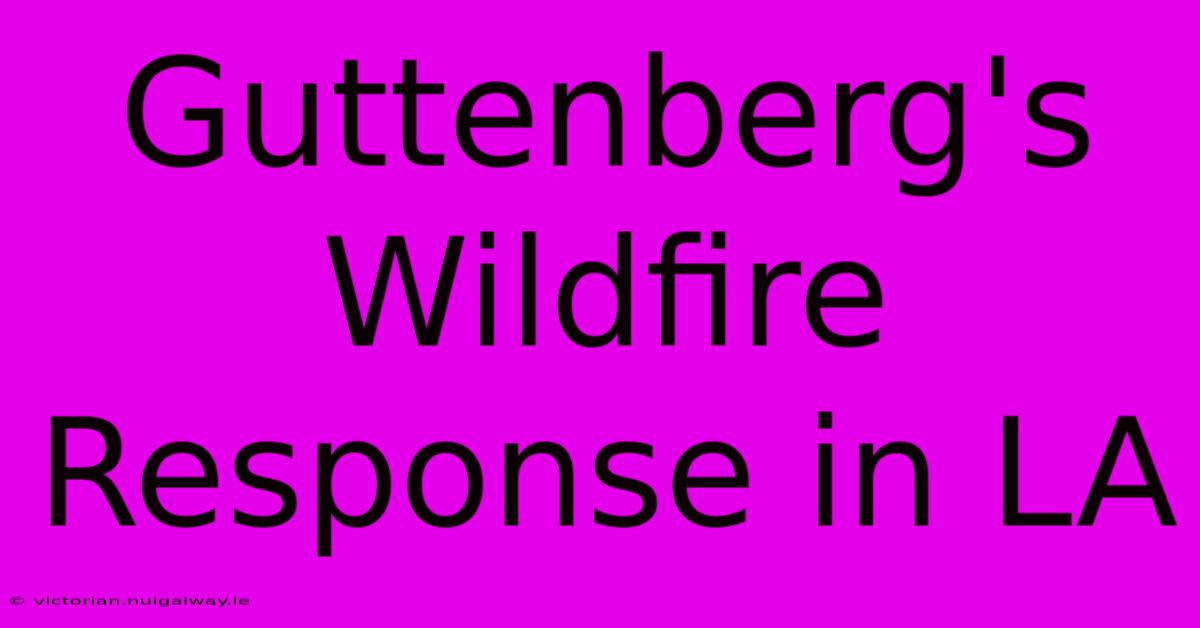 Guttenberg's Wildfire Response In LA