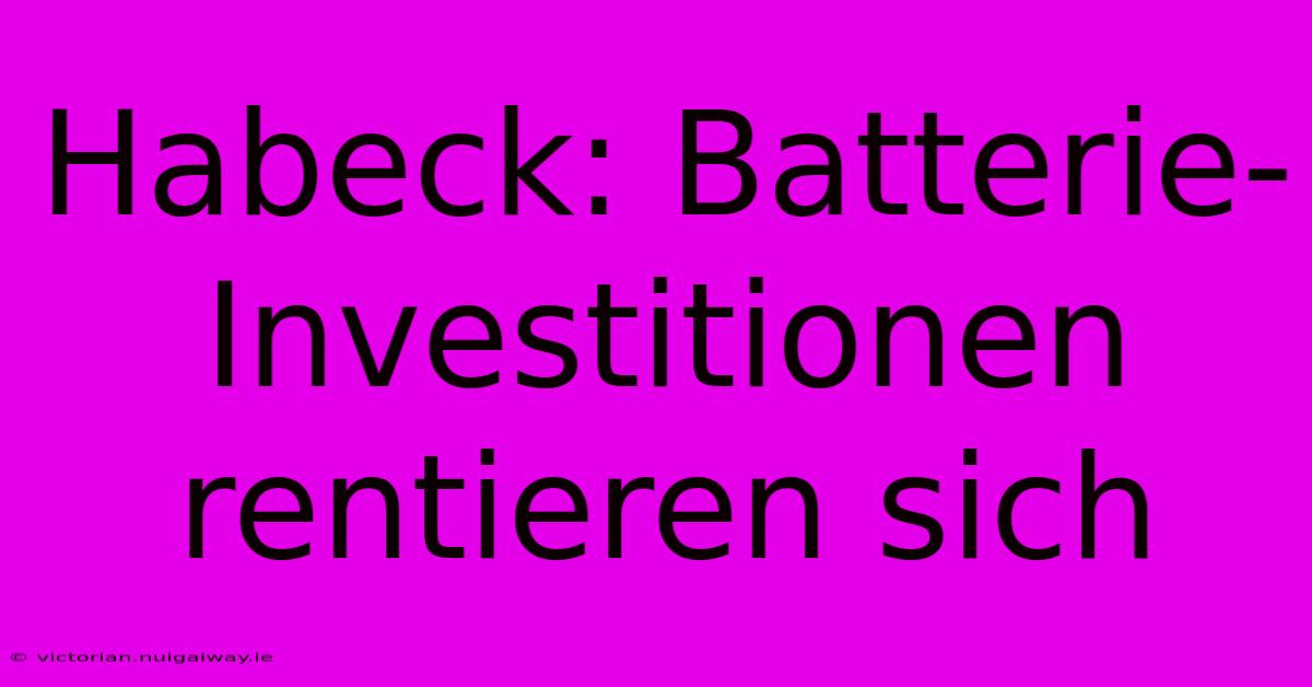 Habeck: Batterie-Investitionen Rentieren Sich