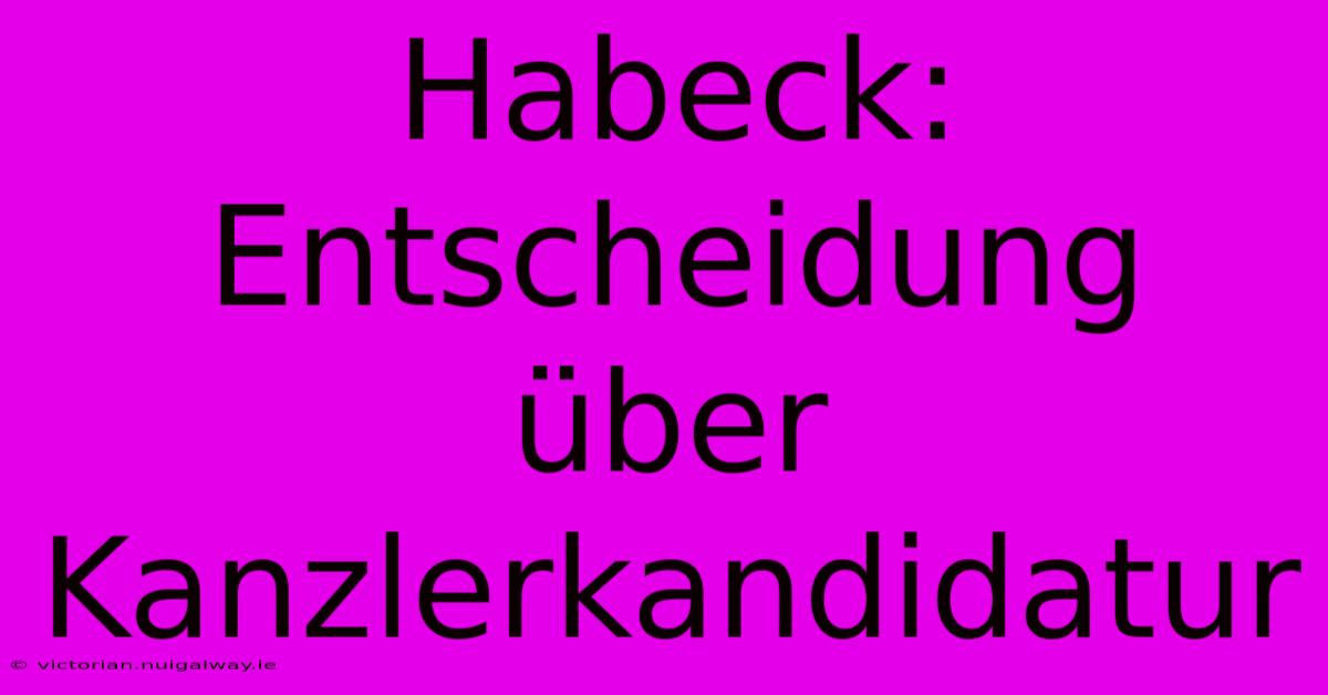 Habeck: Entscheidung Über Kanzlerkandidatur