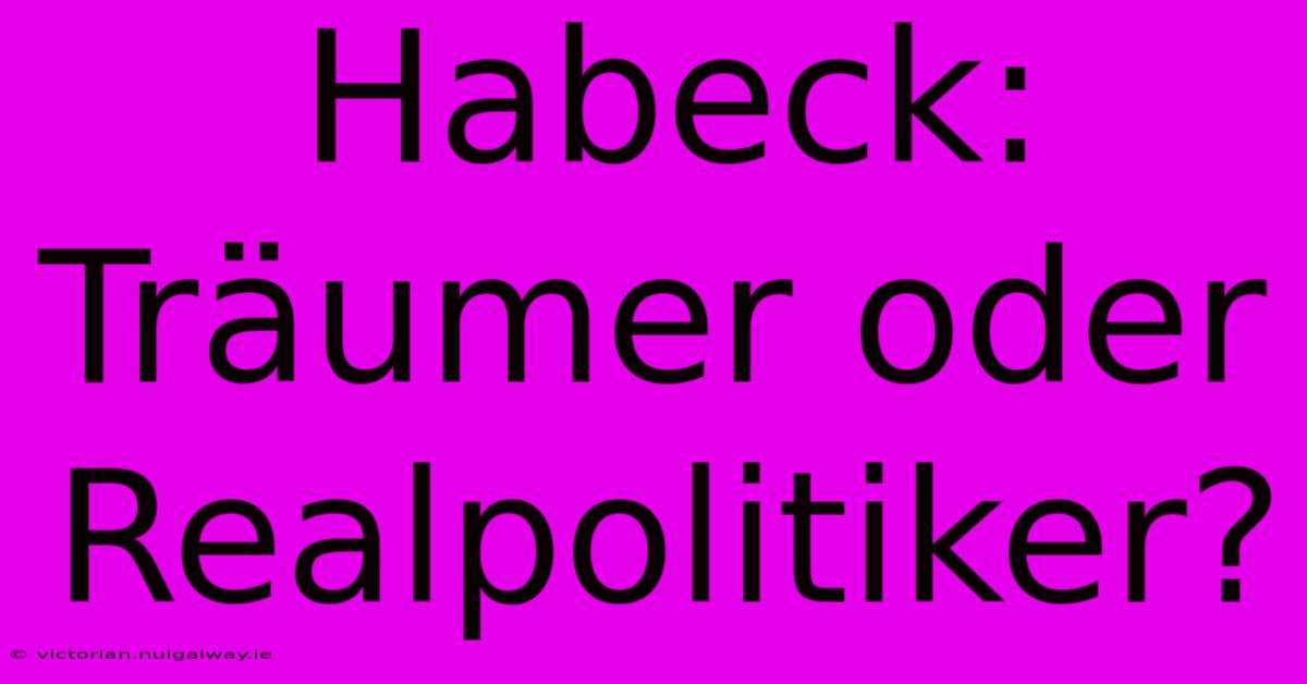 Habeck: Träumer Oder Realpolitiker?