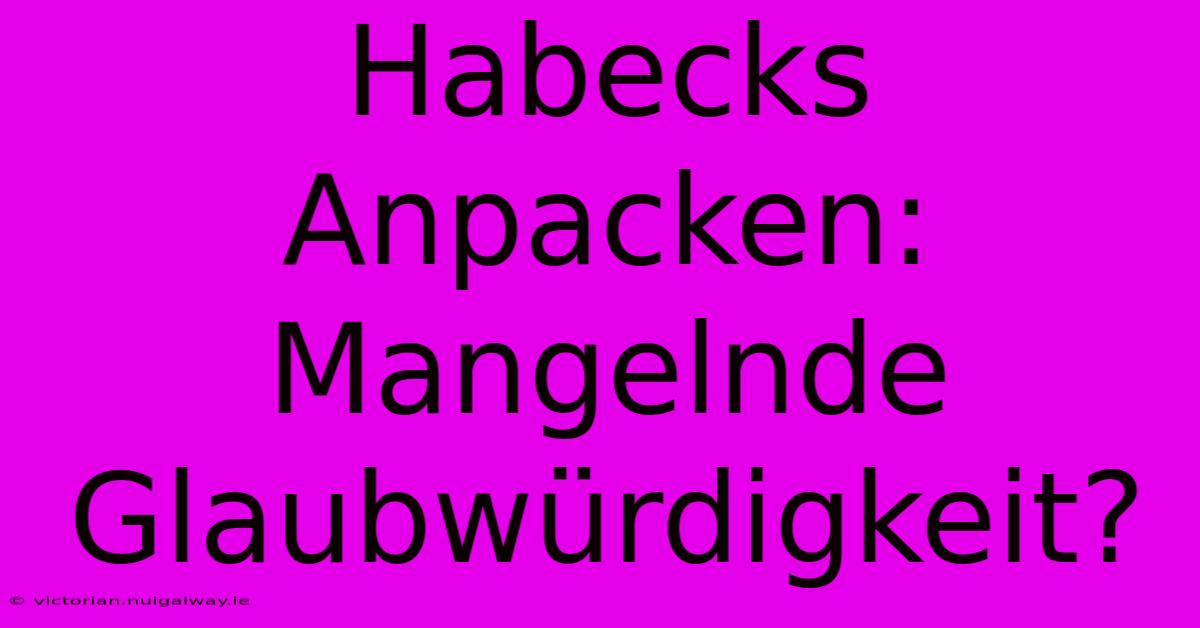 Habecks Anpacken: Mangelnde Glaubwürdigkeit?