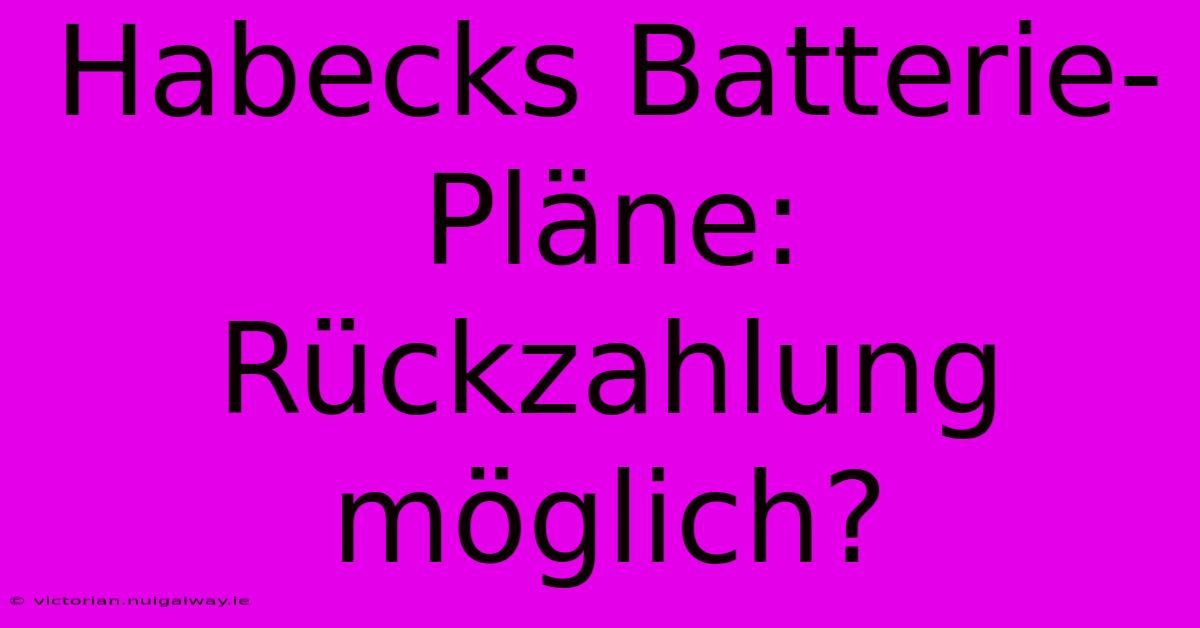 Habecks Batterie-Pläne: Rückzahlung Möglich?