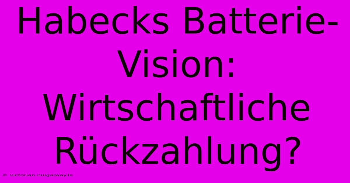 Habecks Batterie-Vision: Wirtschaftliche Rückzahlung?