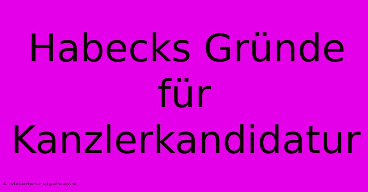 Habecks Gründe Für Kanzlerkandidatur