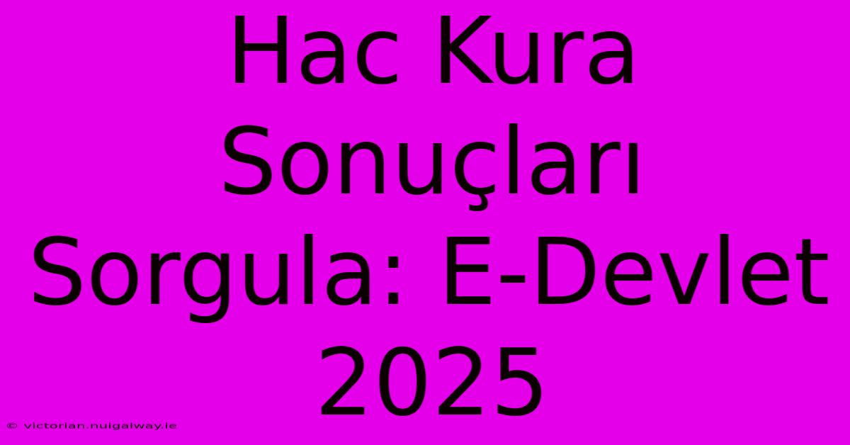 Hac Kura Sonuçları Sorgula: E-Devlet 2025