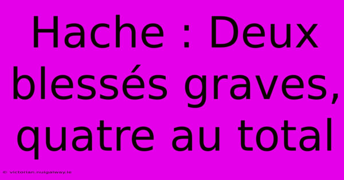 Hache : Deux Blessés Graves, Quatre Au Total