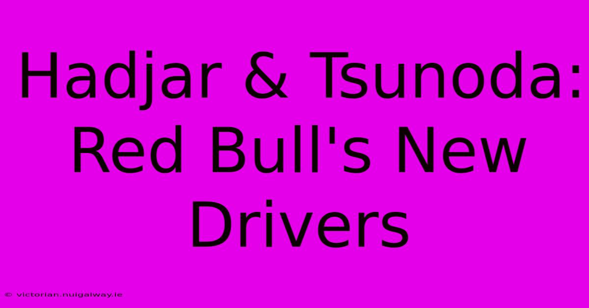 Hadjar & Tsunoda: Red Bull's New Drivers