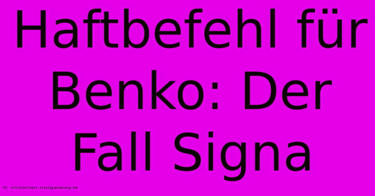 Haftbefehl Für Benko: Der Fall Signa