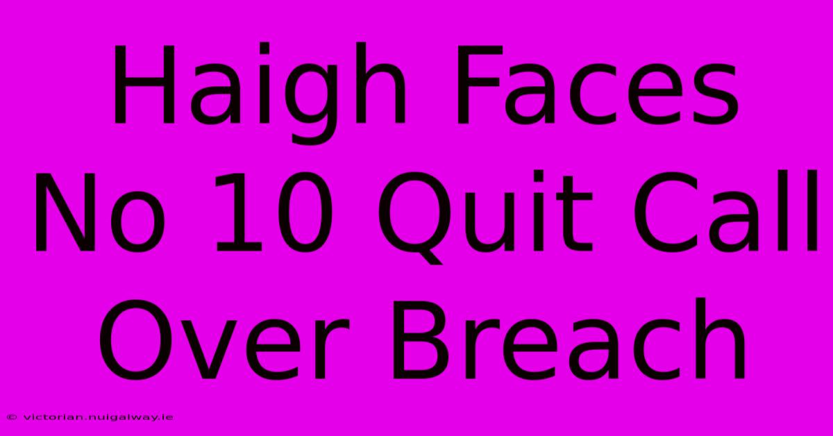 Haigh Faces No 10 Quit Call Over Breach