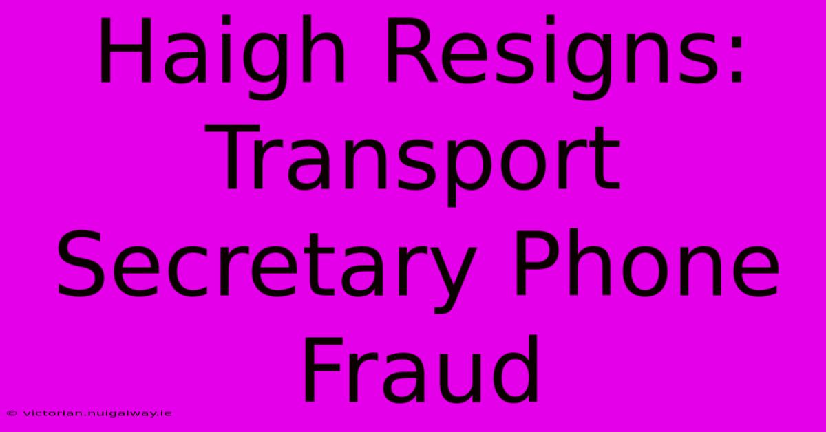 Haigh Resigns: Transport Secretary Phone Fraud