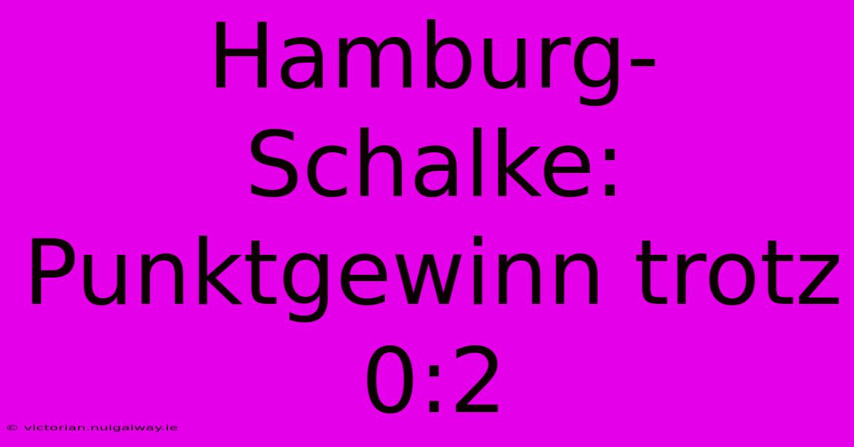 Hamburg-Schalke: Punktgewinn Trotz 0:2