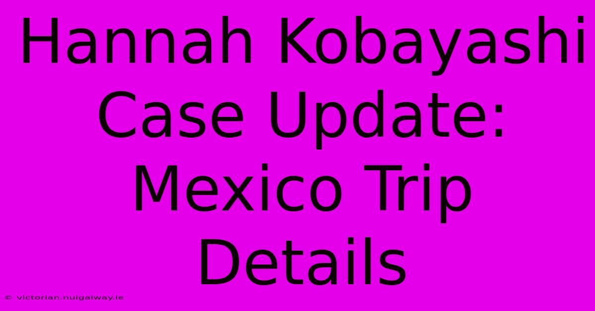 Hannah Kobayashi Case Update: Mexico Trip Details