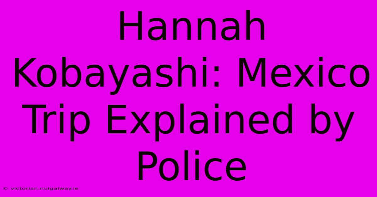 Hannah Kobayashi: Mexico Trip Explained By Police