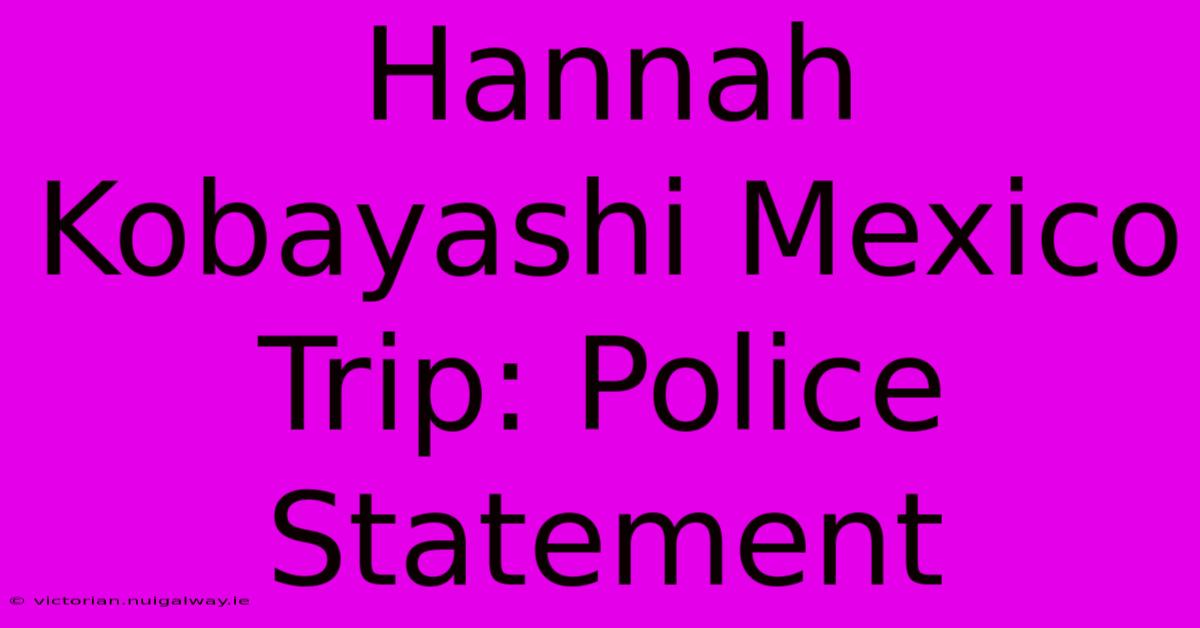 Hannah Kobayashi Mexico Trip: Police Statement