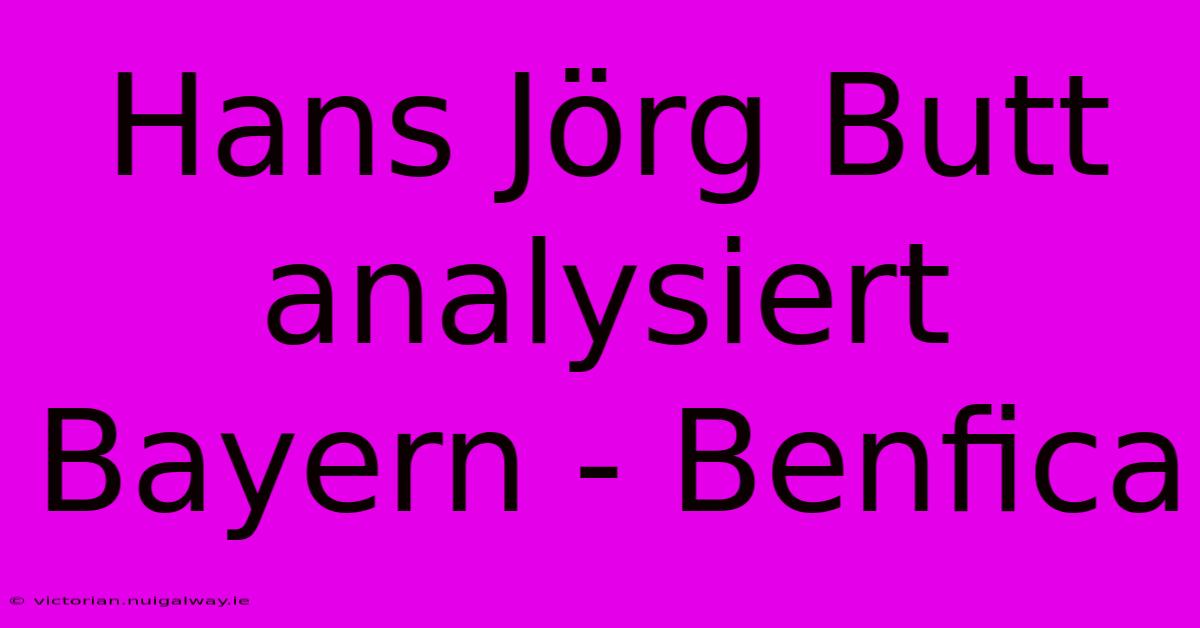 Hans Jörg Butt Analysiert Bayern - Benfica