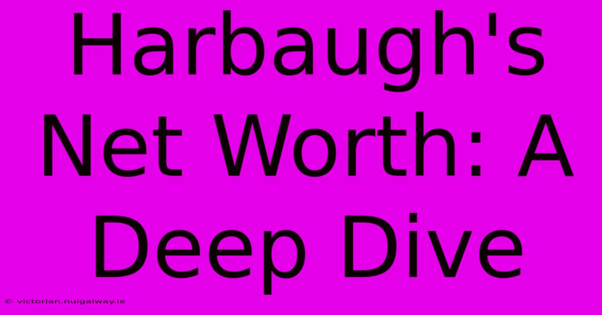 Harbaugh's Net Worth: A Deep Dive