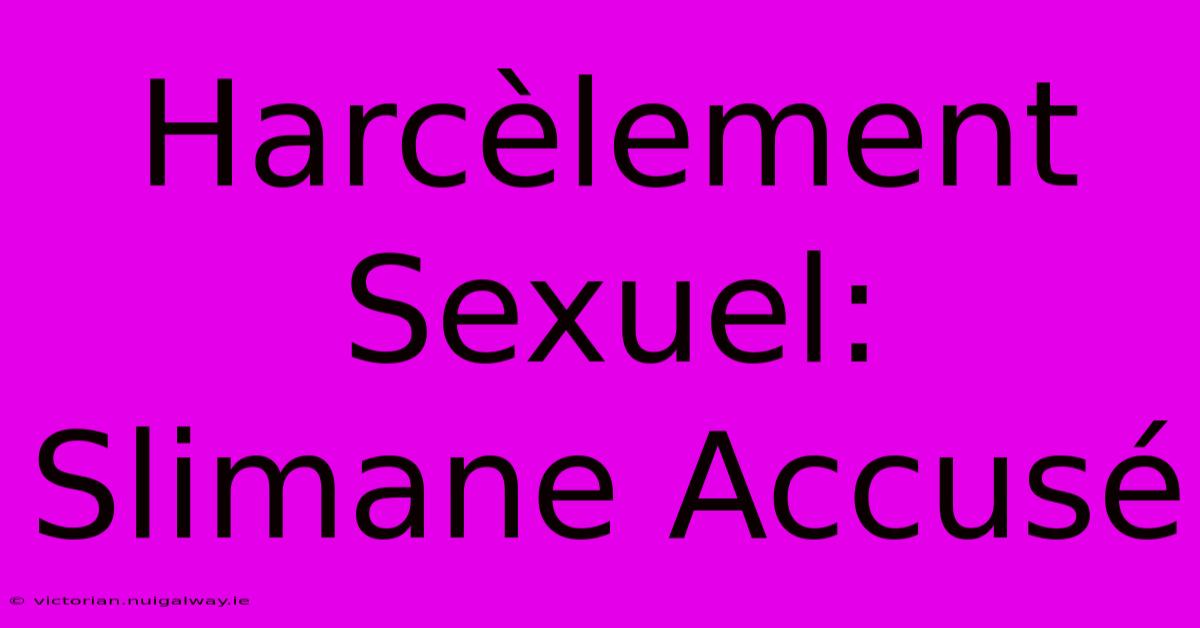 Harcèlement Sexuel: Slimane Accusé