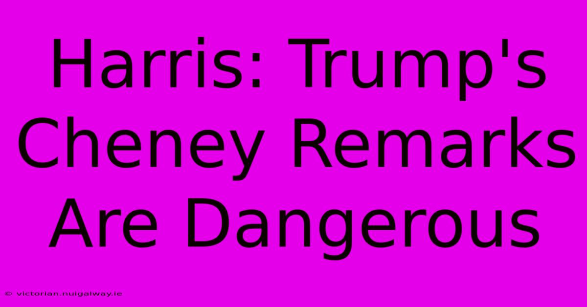 Harris: Trump's Cheney Remarks Are Dangerous