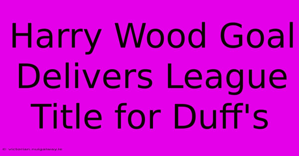 Harry Wood Goal Delivers League Title For Duff's