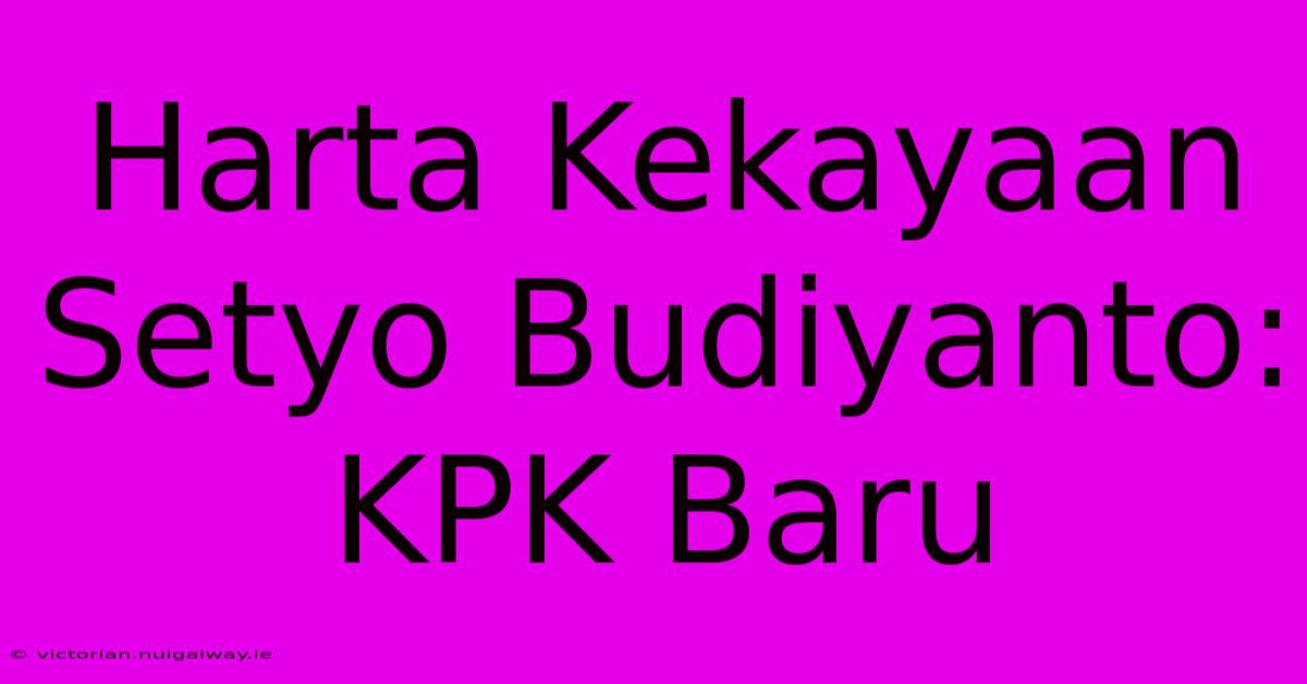 Harta Kekayaan Setyo Budiyanto:  KPK Baru