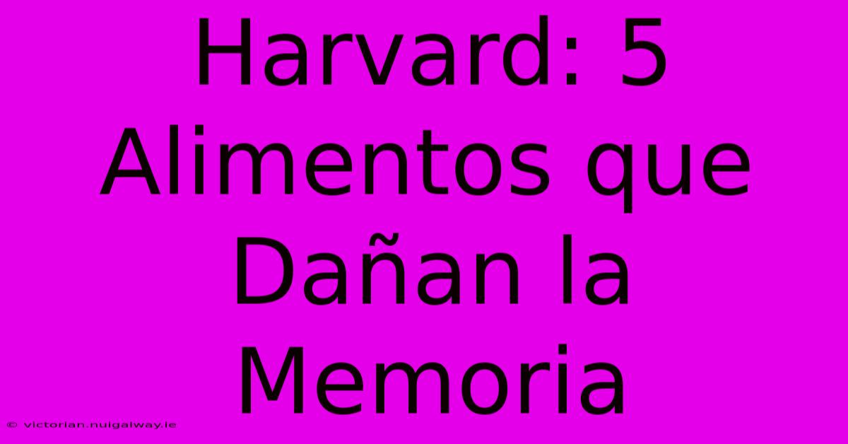 Harvard: 5 Alimentos Que Dañan La Memoria