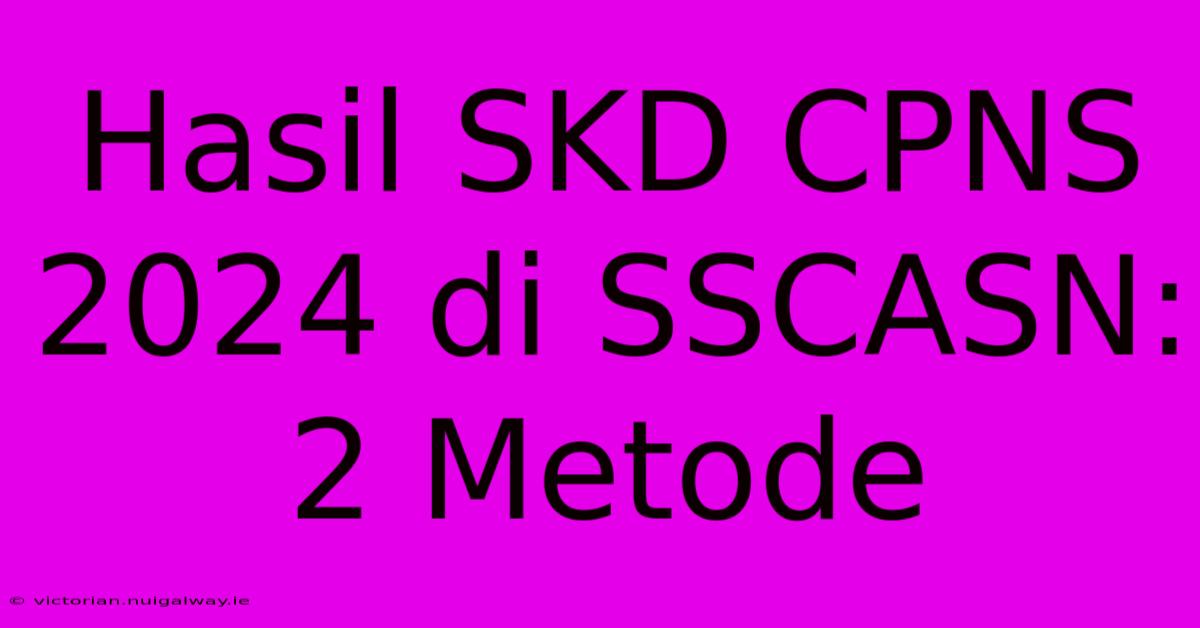 Hasil SKD CPNS 2024 Di SSCASN: 2 Metode