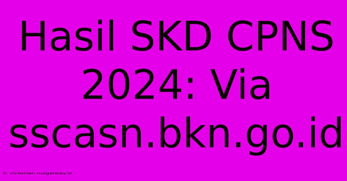 Hasil SKD CPNS 2024: Via Sscasn.bkn.go.id