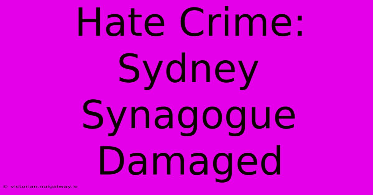 Hate Crime: Sydney Synagogue Damaged