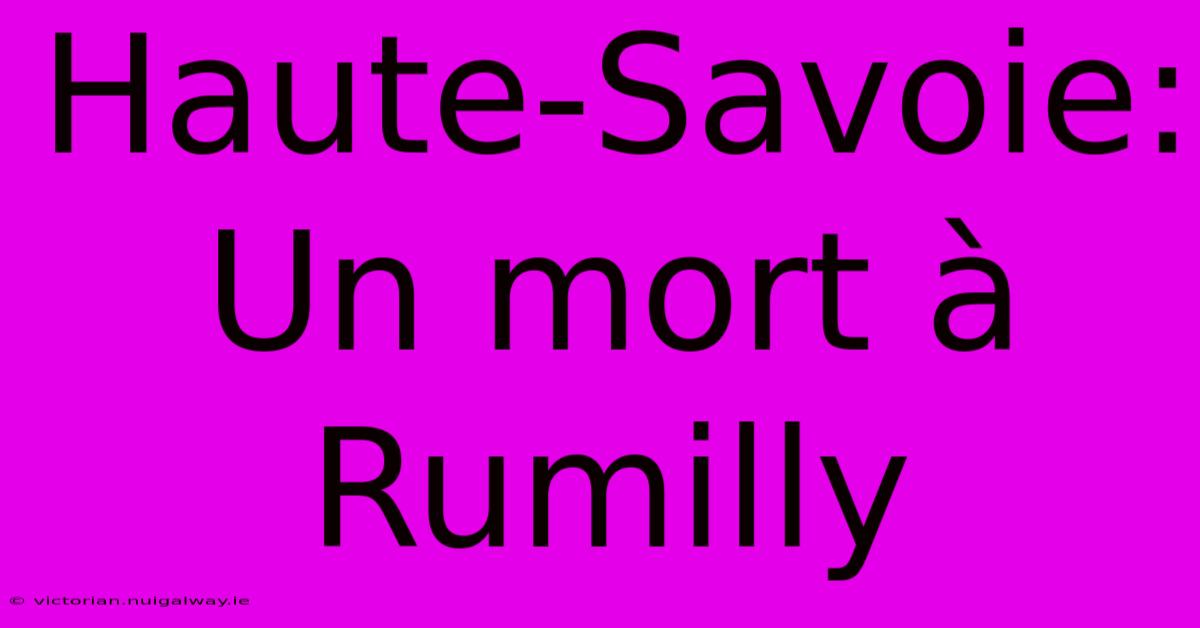 Haute-Savoie: Un Mort À Rumilly