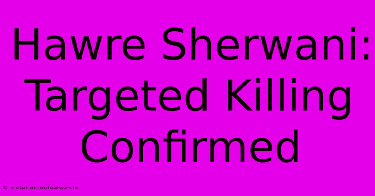 Hawre Sherwani: Targeted Killing Confirmed