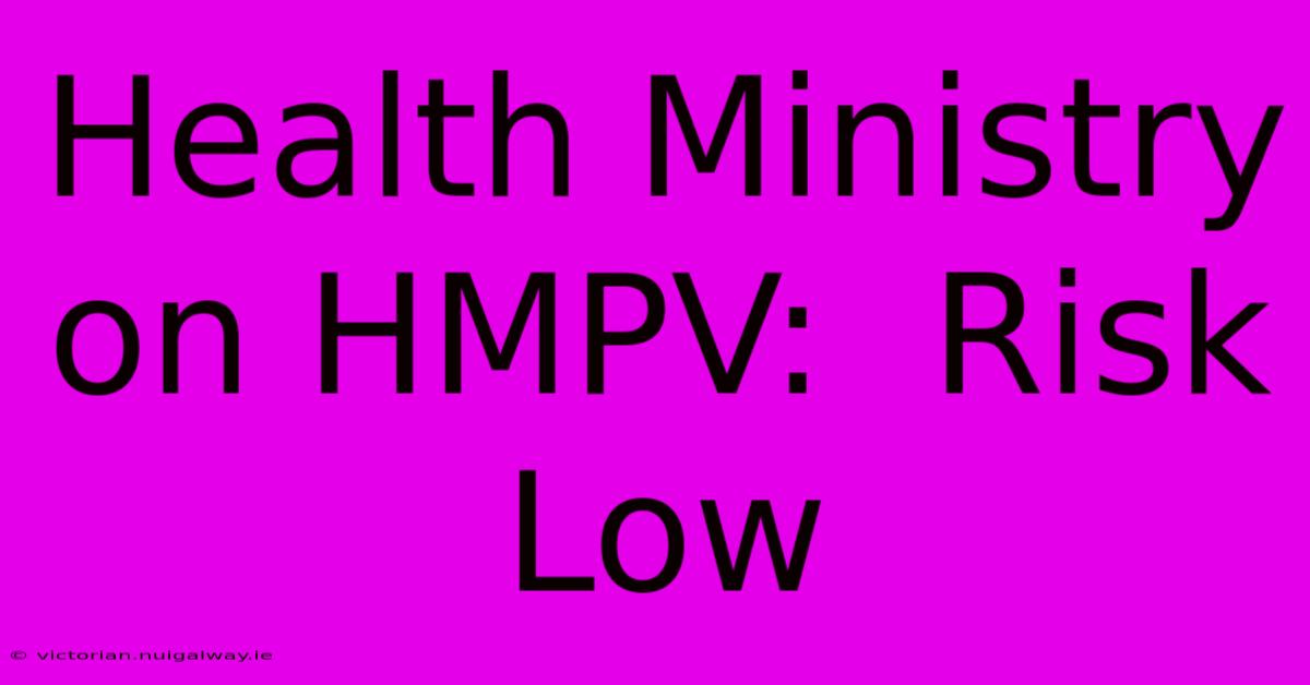 Health Ministry On HMPV:  Risk Low